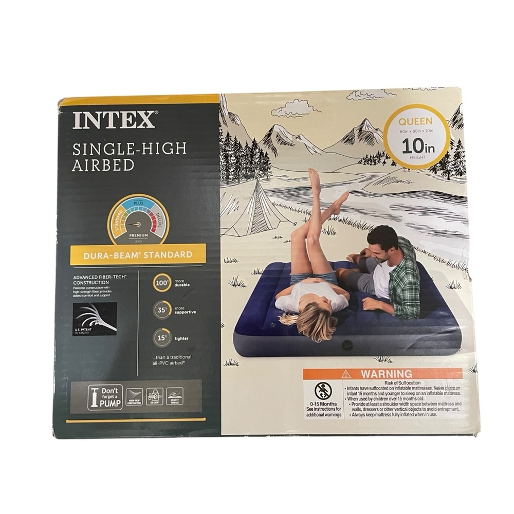 Intex Dura Beam Standard Single High Queen Airbed 10 Inch
